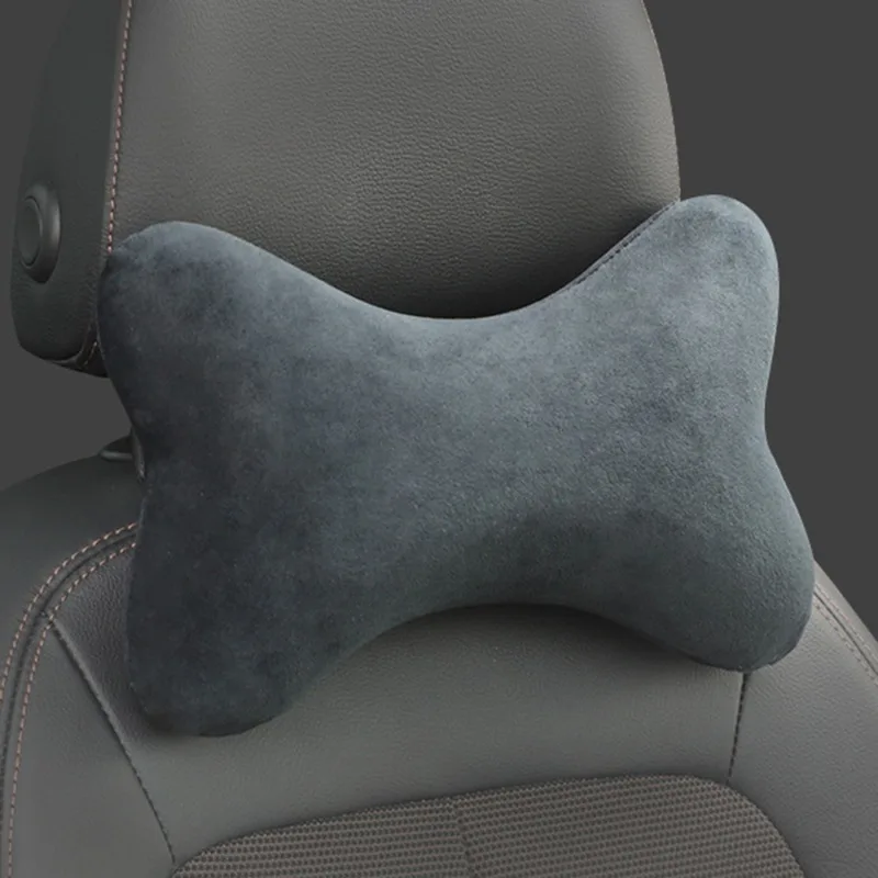 Reposacabezas de espuma viscoelástica para asiento de coche, almohada transpirable de terciopelo de cristal, soporte para la cabeza y el cuello para dormir