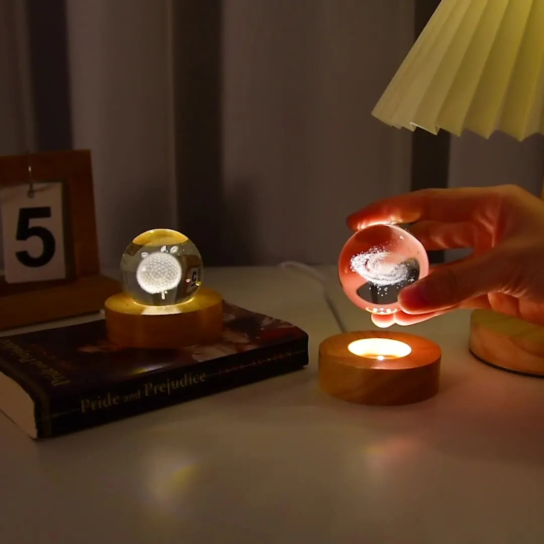 3D Criativo Bola De Cristal Luz Da Noite, Lâmpada Plug-in, Economia De Energia, Sono, Quente De Cabeceira, Luz De Mesa, Decoração Presente, Candeeiros De Mesa