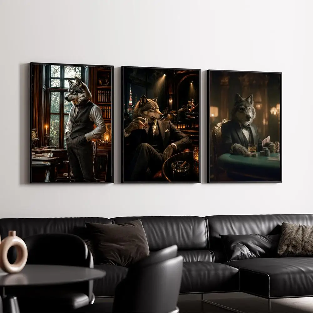 Wolf Luxury Suit Portraits Poster Modern Minimalist Wall Art Prints for Bedroom Living Room Room Decor Aesthetic Gift - view 3