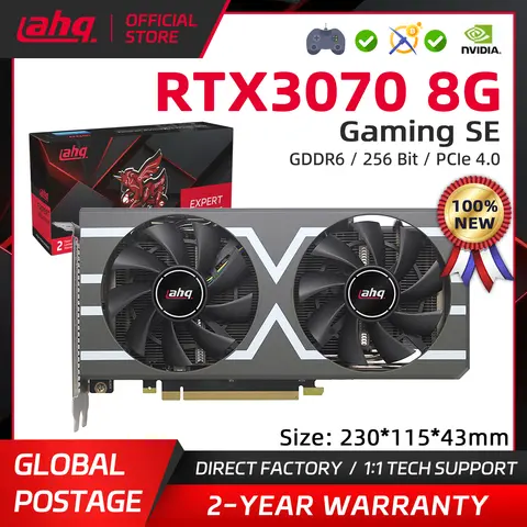 AHQ Graphics Card RTX 3070 8GB GDDR6 GPU NVIDIA Computer PC 256bit PCI Express X16 4.0 RGB Gaming Video Cards 100% New