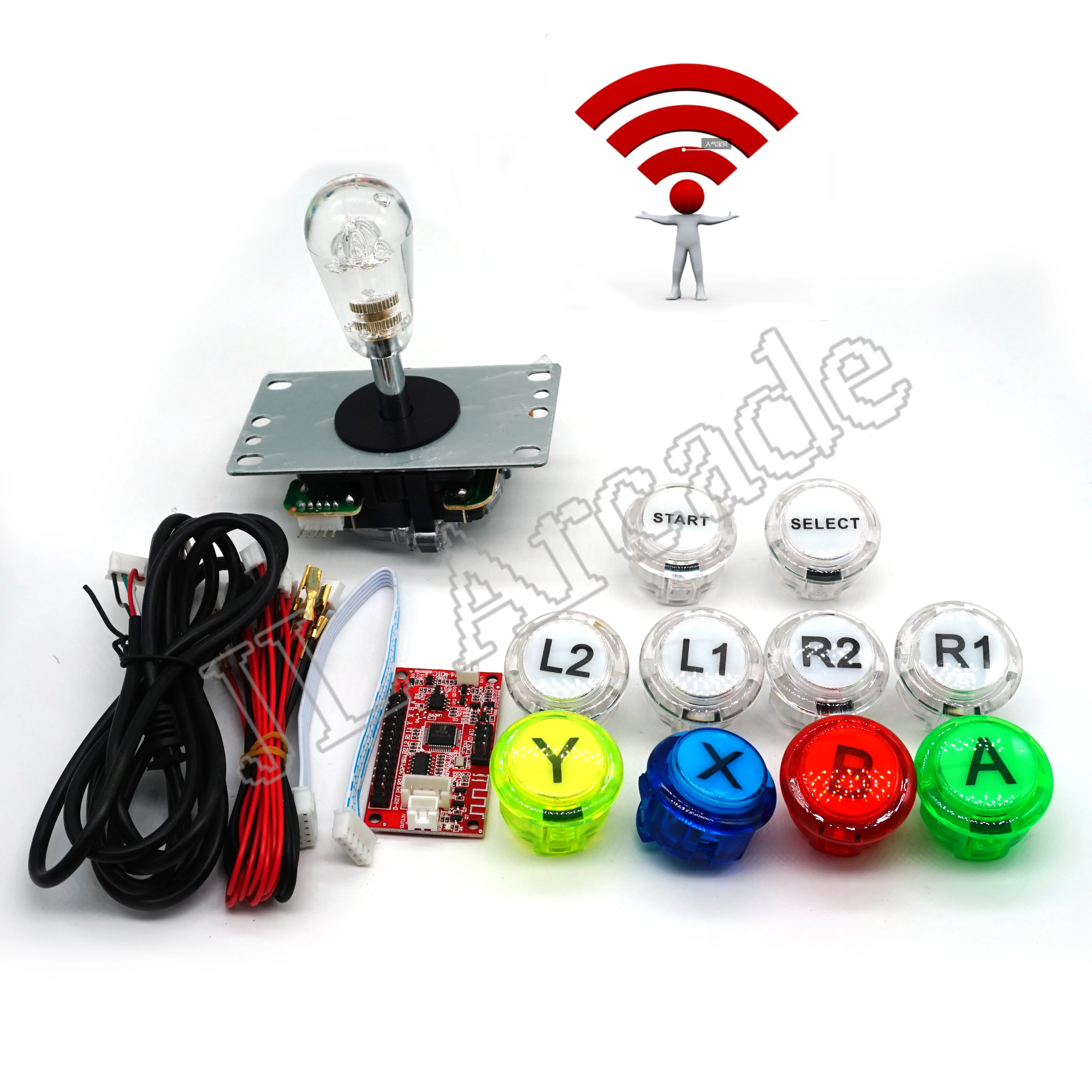 Arcade DIY Kit Zero Delay USB Board, Transparent Joystick Encoder, Encoder to PC, Raspberry Pi Stick, Transparent Button