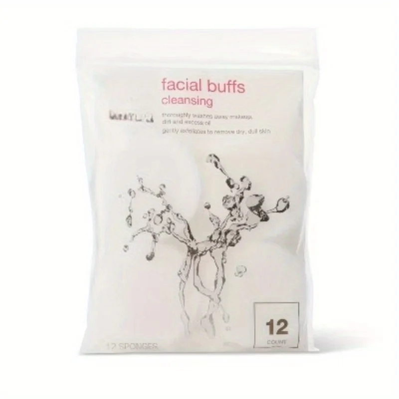 ฟองน้ําขัดผิวหน้า - 12 ชิ้น - ขัดผิวสีขาวอย่างอ่อนโยนเพื่อขจัดเครื่องสําอางสิ่งสกปรกและน้ํามันส่วนเกิน