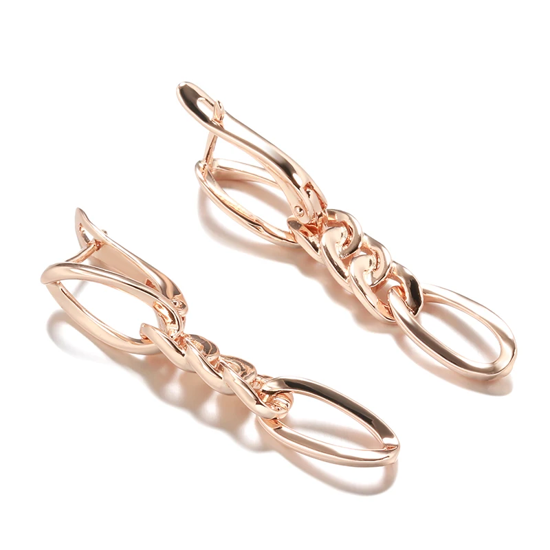 Kinel New Glossy 585 Rose Gold Long Earrings for Women Lovely Hollow Geometry Metal Earrings Cute Gift Fashion Vintage Jewelry