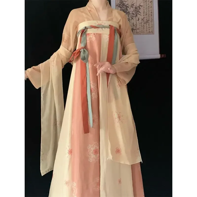 

Traditional Chinese Hanfu【Fuyao - Authentic Tang Dynasty Floral Print Inspired Qixiong Ruqun (Breathable Spring/Summer Dress)