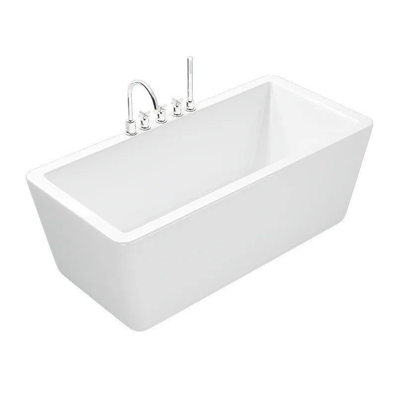 Beveled Edge Right Angle Rectangular Home Use Acrylic Freestanding Bathtub QT-067