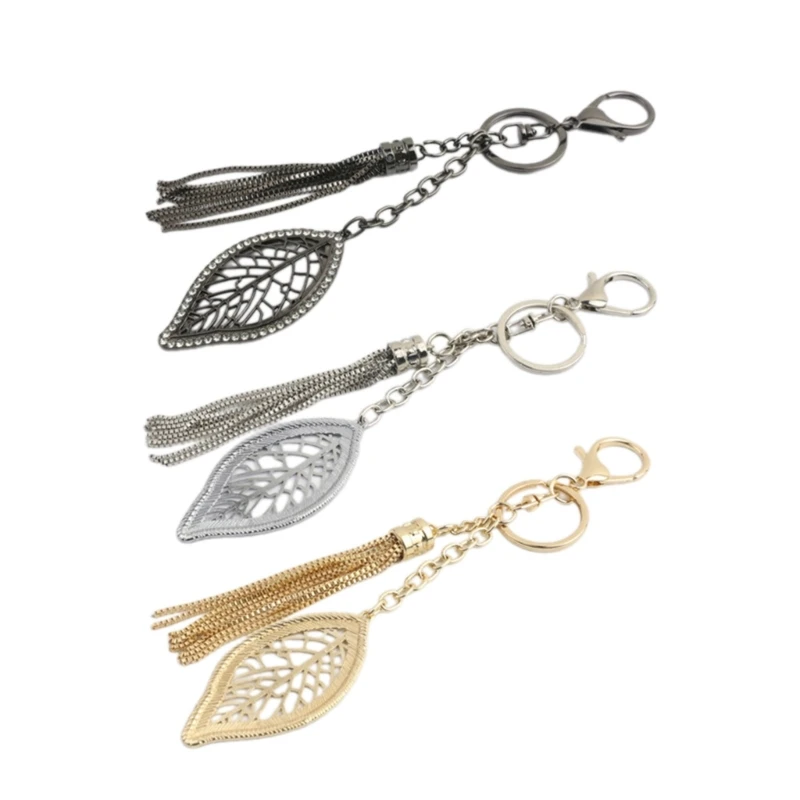 Stylish Plant Leaves Keychain Pendant for Women Christmas Party Handmade Bag Decoration Gift