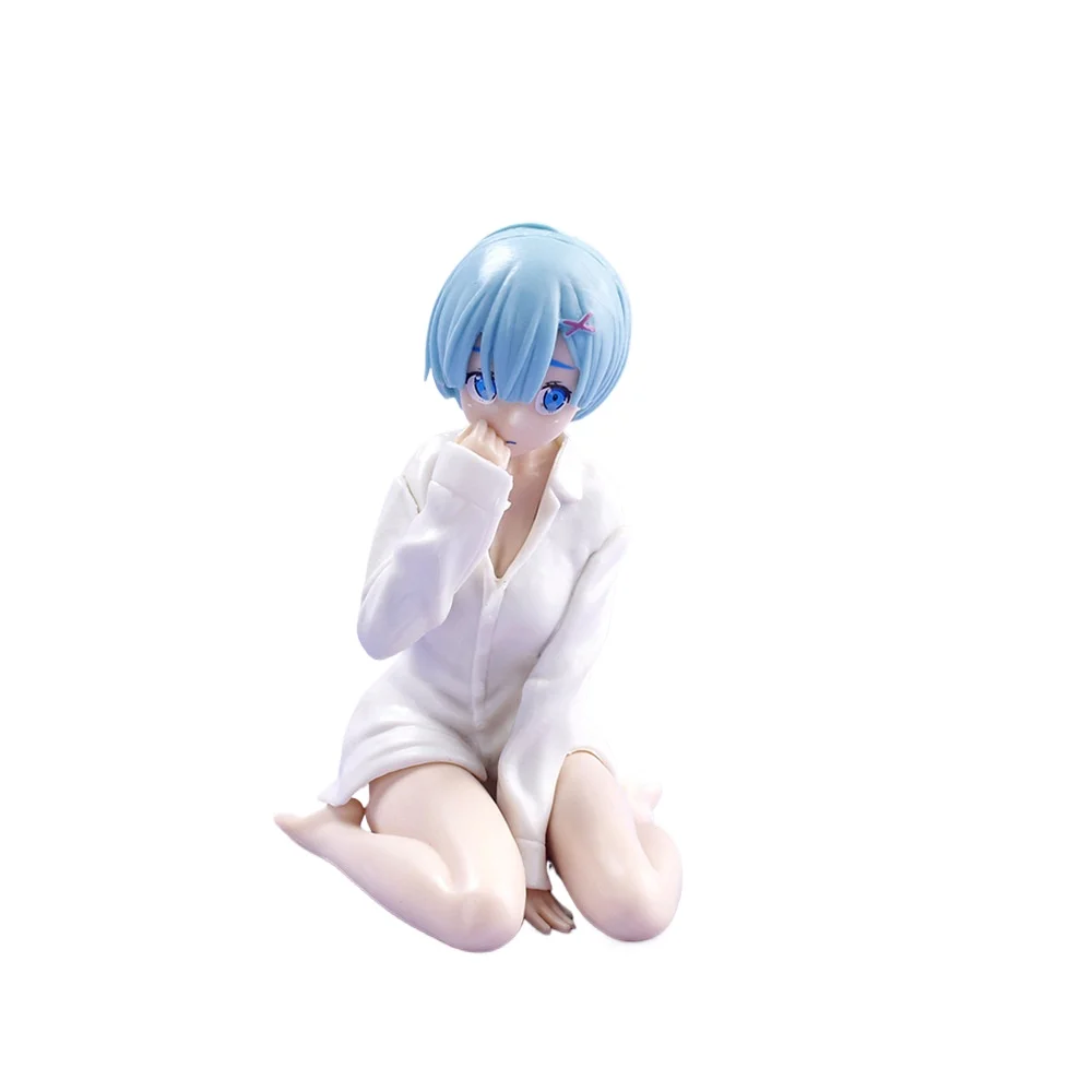 

Anime Character Figurine, Beautiful Girl Rem White Shirt Sitting Figurine Car Desktop Ornament Small Figurines & Miniatures Gift