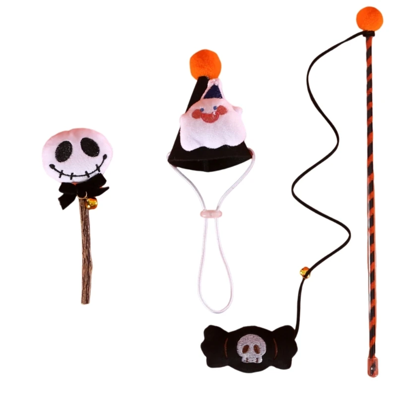 Gatti Zucca Giocattolo Teaser Bacchetta Giocattolo Cono Cappello Halloween Candy Forma Giocattolo Trasporto goccia
