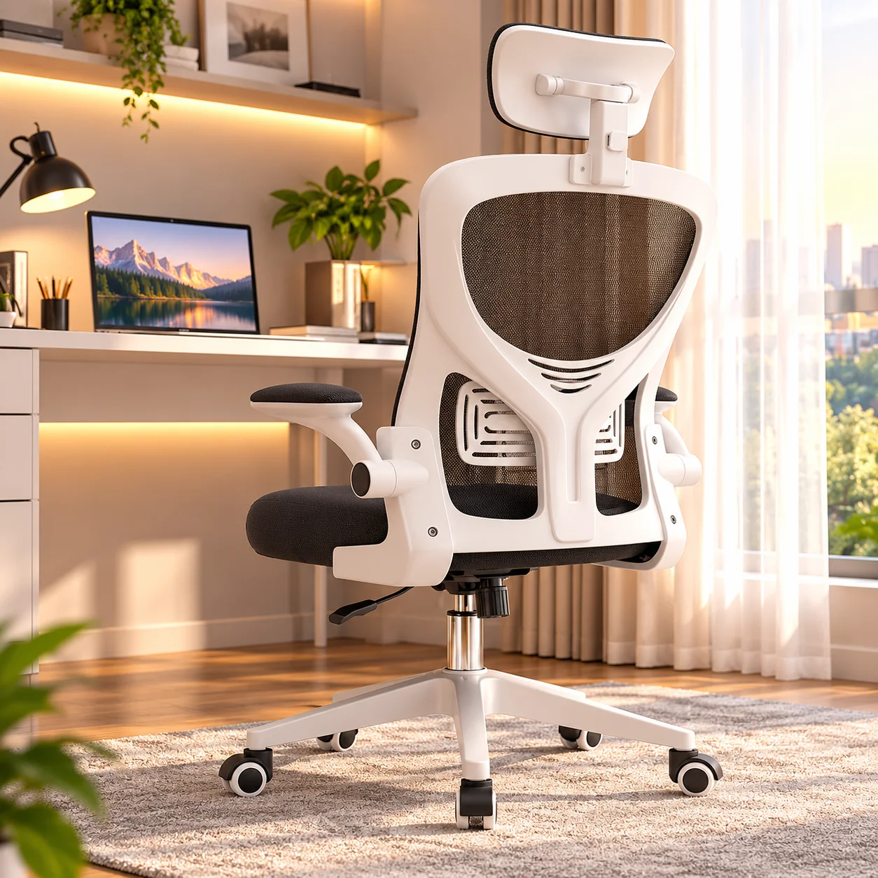 Ergonomic Office Chair Adjustable Height Swivel Computer Desk Chair Comfortable Gaming Chair for Home Office and Long Sitting