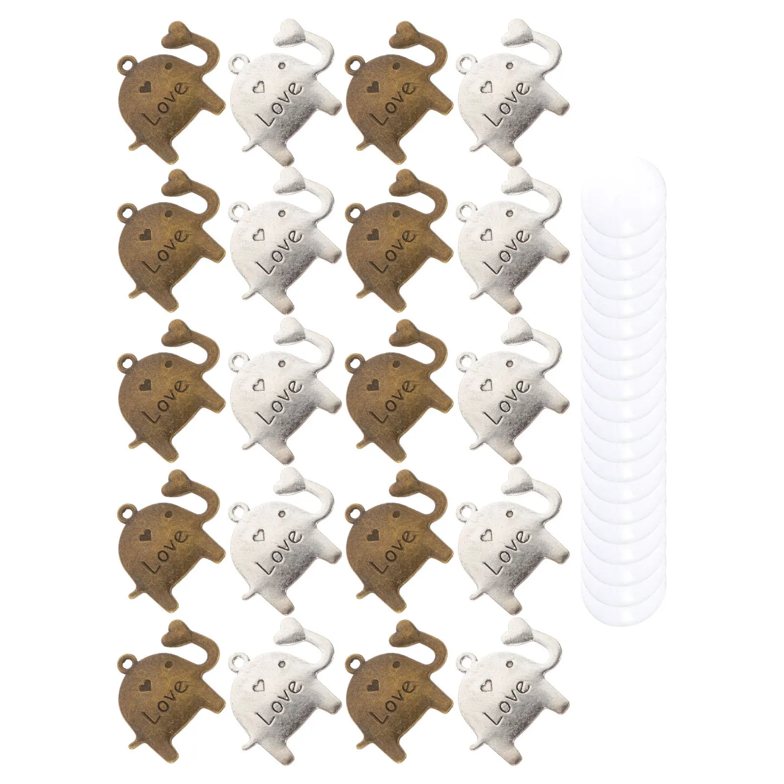 

20Sets Photo Pendant Elephant Shape Bases DIY Jewelry Making Supplies Glass Dome DIY Pendant Trays Alloy Bezels
