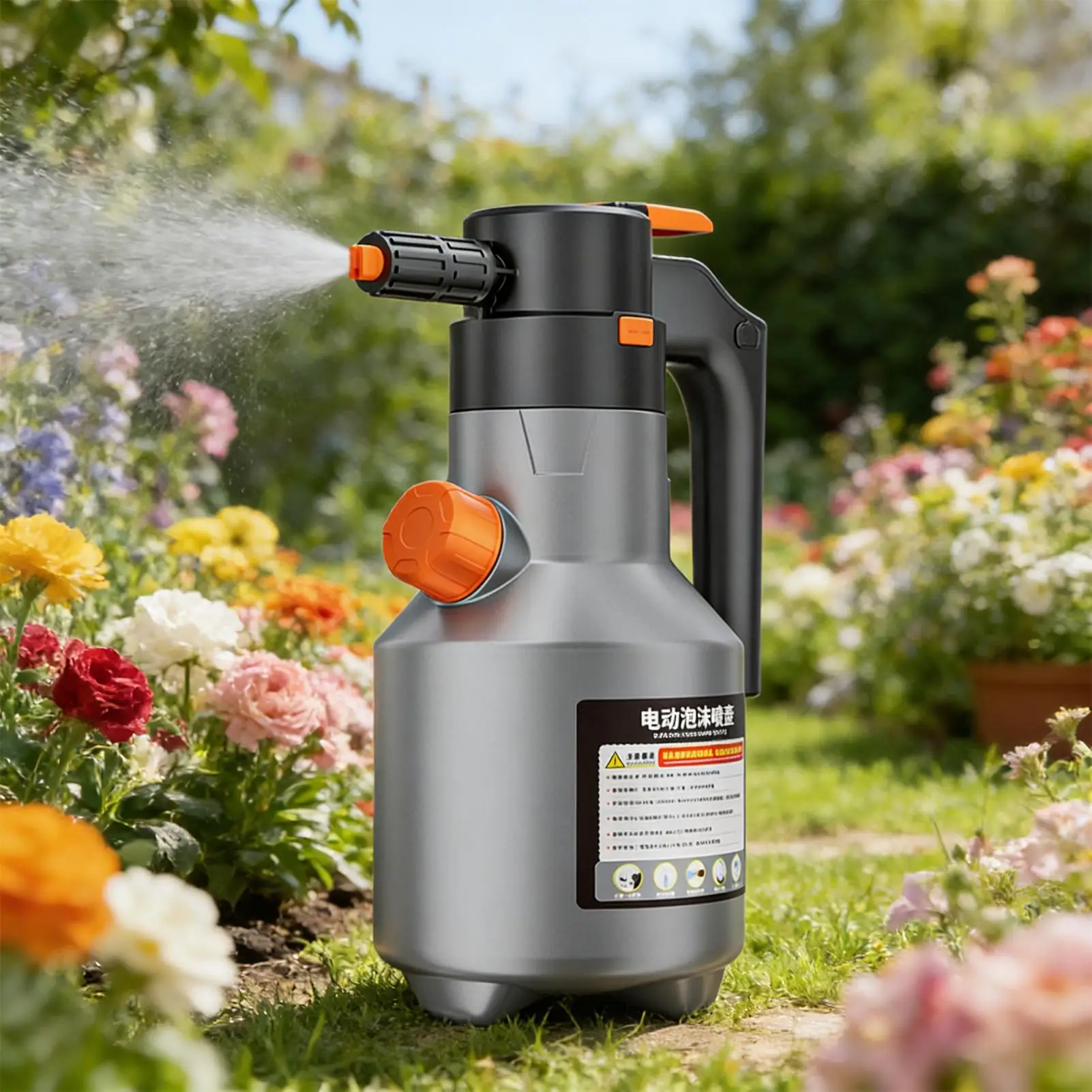 

2L Rechargeable Foam Sprayer Long Handle Electric Spray Bottle Battery Operated Car Cleaning Sprayer For Auto Home Garden Yard