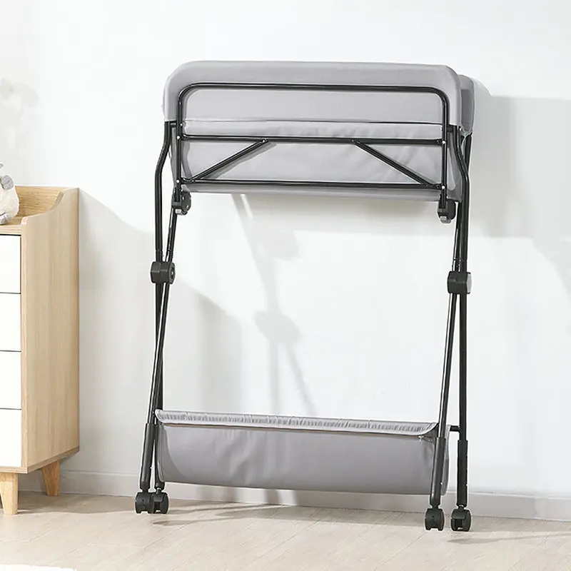 Portable Baby Changing Table, Height Adjustable Folding Newborn Nursery Organizer with Wheels