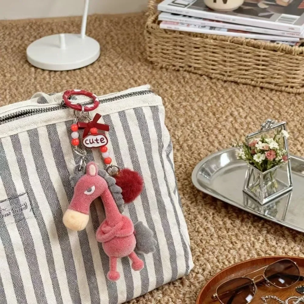 Nieuwe Zwart Paard Sleutelhanger Knuffeldier Pop Chinees Nieuwjaar Zodiac Hanger Schattige Mascotte Pluche Pony Bag Charm Sleutelhanger