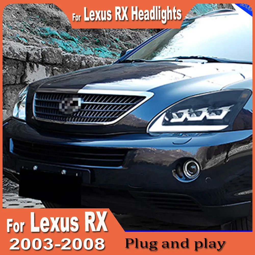 

A pair Car Headlights For Lexus RX RX300 2003 2004 2005 2006 2007 2008 new style Assembly Upgrade High Configure Projector Lens