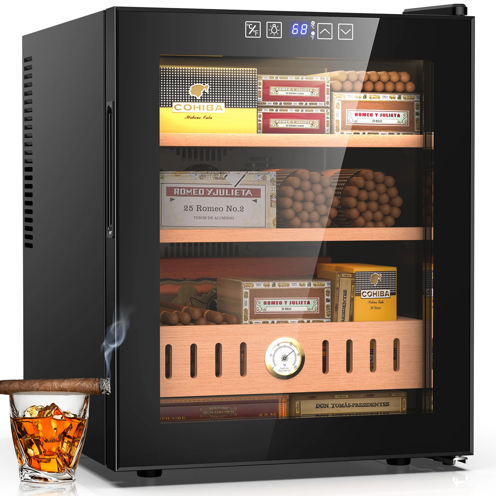 

50L Electric Humidor, 300 Counts Cigar Humidor Cabinet with Cooling Temperature Control, Electric Cooling Cigar Fridges