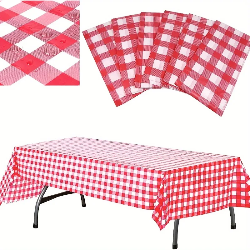 Gingham Checkered Tablecloths Plastic Disposable Table Covers Decorative Table Cloths for Rectangle Tables