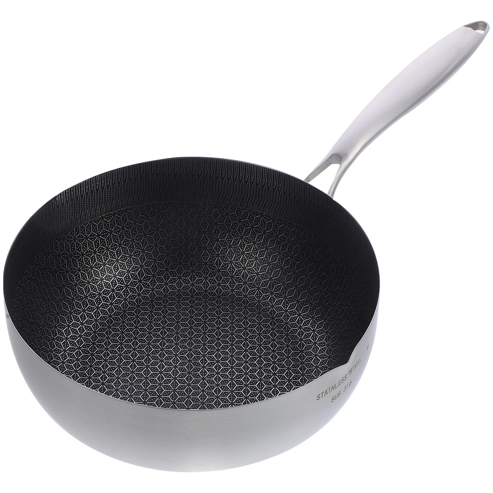 

Stainless Steel Wok Portable Sauce Pan Frying Pans Cover Saucepan 304 Nonstick Honeycomb Kitchen Cooking