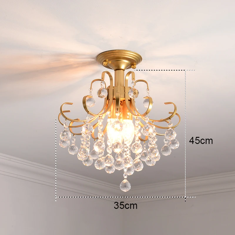 Roxanne Kristallen Hanglamp Modern Goud Kristal Kleine Ronde Plafondkroonluchter Voor Gangpad Balkon Slaapkamer Woonkamer