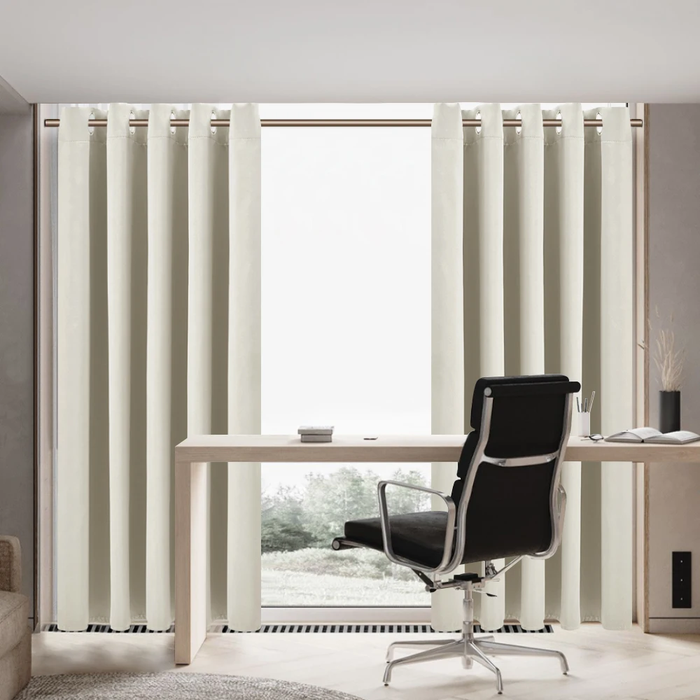 【Lifeideas】Solid Colour Grommet Top Polyester 100% Blackout Curtains Pair Home Decoration Windows Doors