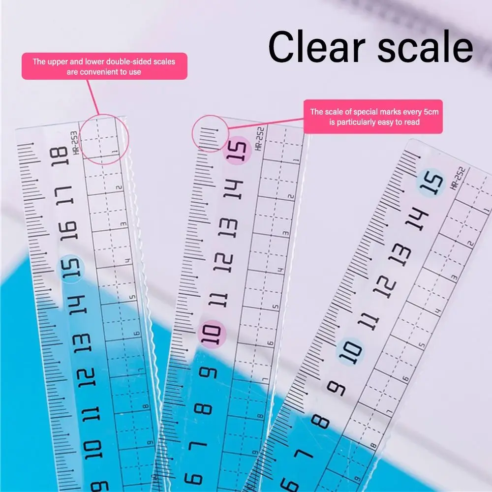 Creative Transparent Ruler With Wavy Line Preventing Myopia Scale Ruler Plastic Drawing Measurement Tool School Office