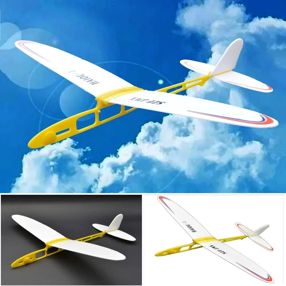 

DIY Hand Throw Flying Glider Planes Adjustable Center Assembly Model Toys Elastic Rubber Band Powered Random Color