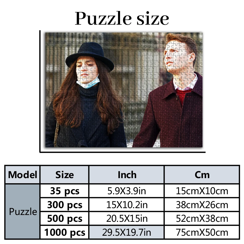 35/300/500/1000pcs Personalized Custom Photo Puzzle Couple Photos This Personalized Puzzle Can Be A Unique Gift For Family