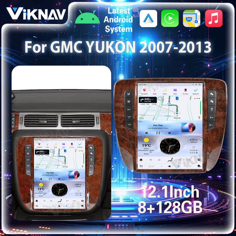 Viknav For GMC-Yukon/Chevy Suburban Tahoe 2007-2013 Touch Screen Android 8 Core Car Radio Wireless CarPlay GPS Navigation