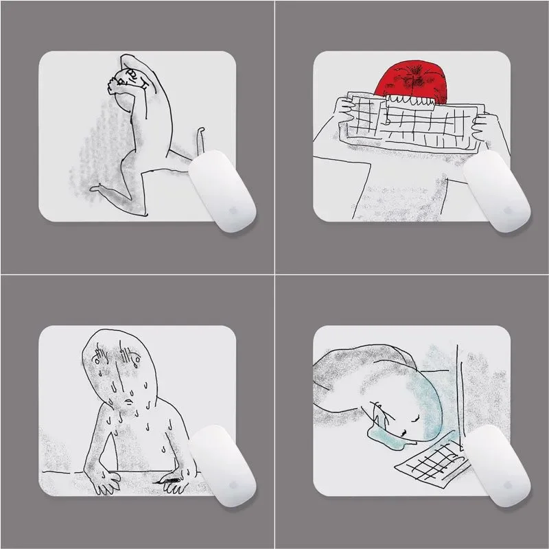 Office Worker Meme Meltdown PU Leather Mouse Pad | Thick Small Desk Mat for Laptop Keyboard, Funny Student Office Decor
