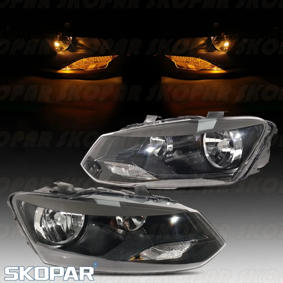 ل VW Polo 2012 2013 2014 2015 اكسسوارات السيارات المصد الأمامي 8 دبوس كشافات المصباح بدوره إشارة #2