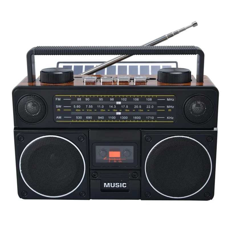 多機能屋外Bluetoothスピーカー,ソーラー充電機能,ホームステレオ,FM, AM, SWラジオ,mp3,屋内用音楽再生