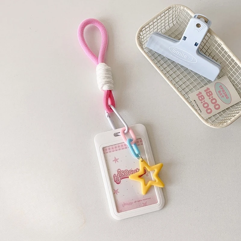 Hisocute sweet girl star pendant card cover Slide cover Bus card Access control card bag 3 inch star chasing card cover