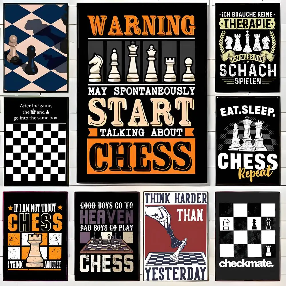 Goldenes Schach Motivierendes Lebenszitat König oder Königin Kunstposter Wandkunstdruck Dekoratives Wandbild Heimdekoration Geschenk Ungerahmt