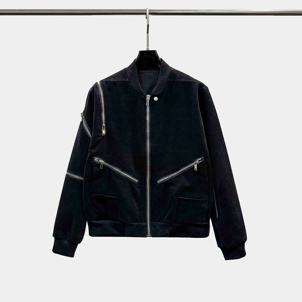 

Cotton-Blend Deconstructed Women's Jacket Y2K Zipper-Detailed Casual Oversized Long-Sleeve Jacket Top 2025 Fall/Winter New