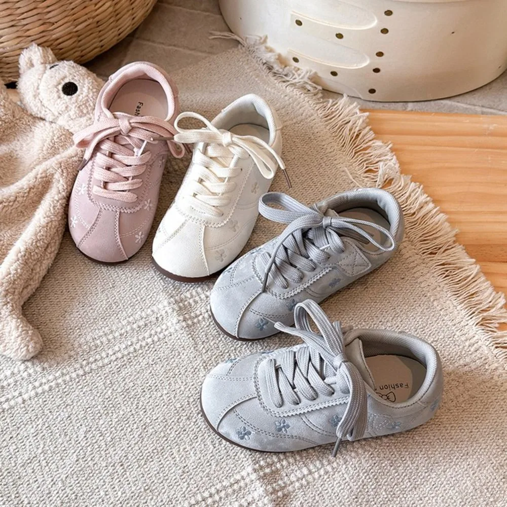 Kids Floral Embroidery Retro Sneakers, Toddler Sweet Vintage Gump Style Shoes Non-Slip Soft Sole Little Kids Casual Shoes