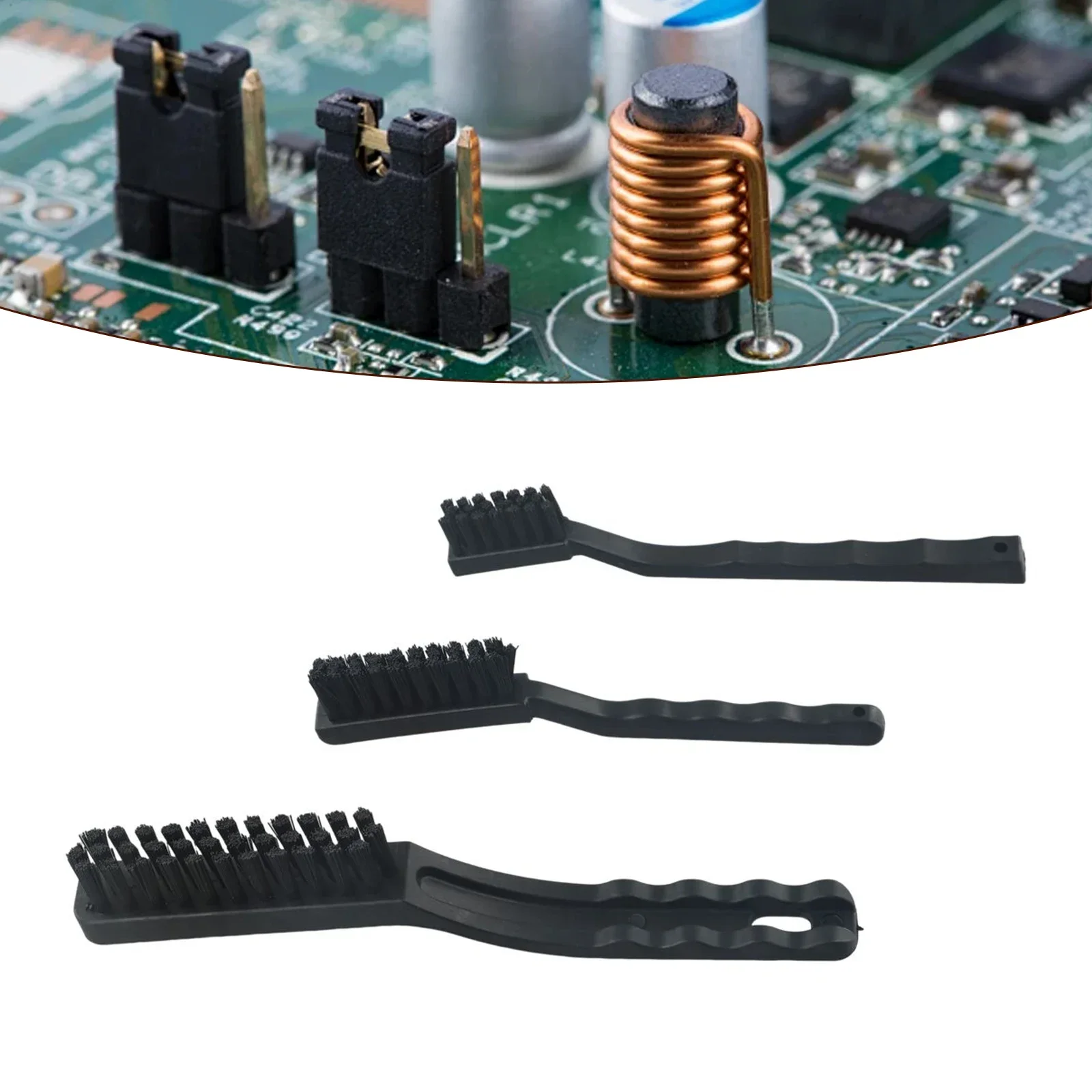 1pc/3pcs Spazzola antistatica Spazzola per capelli antistatica elettronica Pulizia della polvere Utensili manuali Manico in plastica nera Spazzola in fibra sintetica