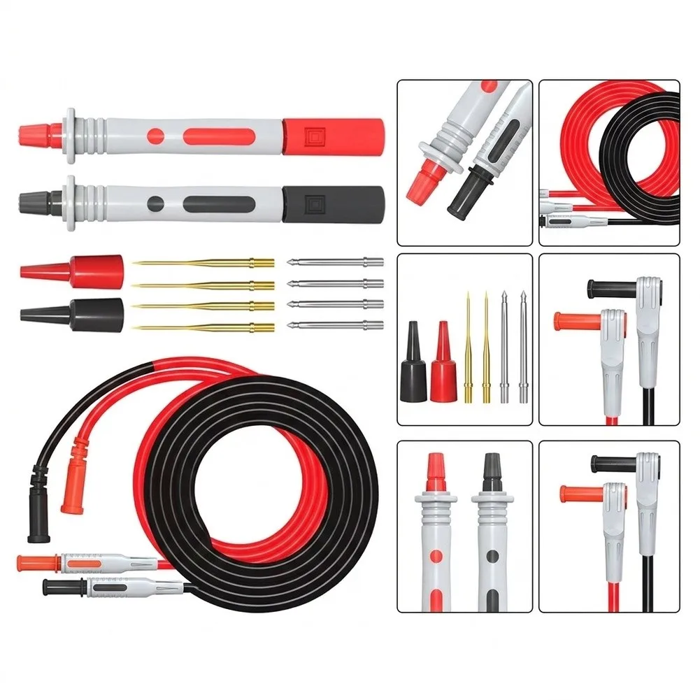 Electrical Test Probe Set with Interchangeable Tips Gold Plated for Multimeters Oscilloscopes and Diagnostic Tools