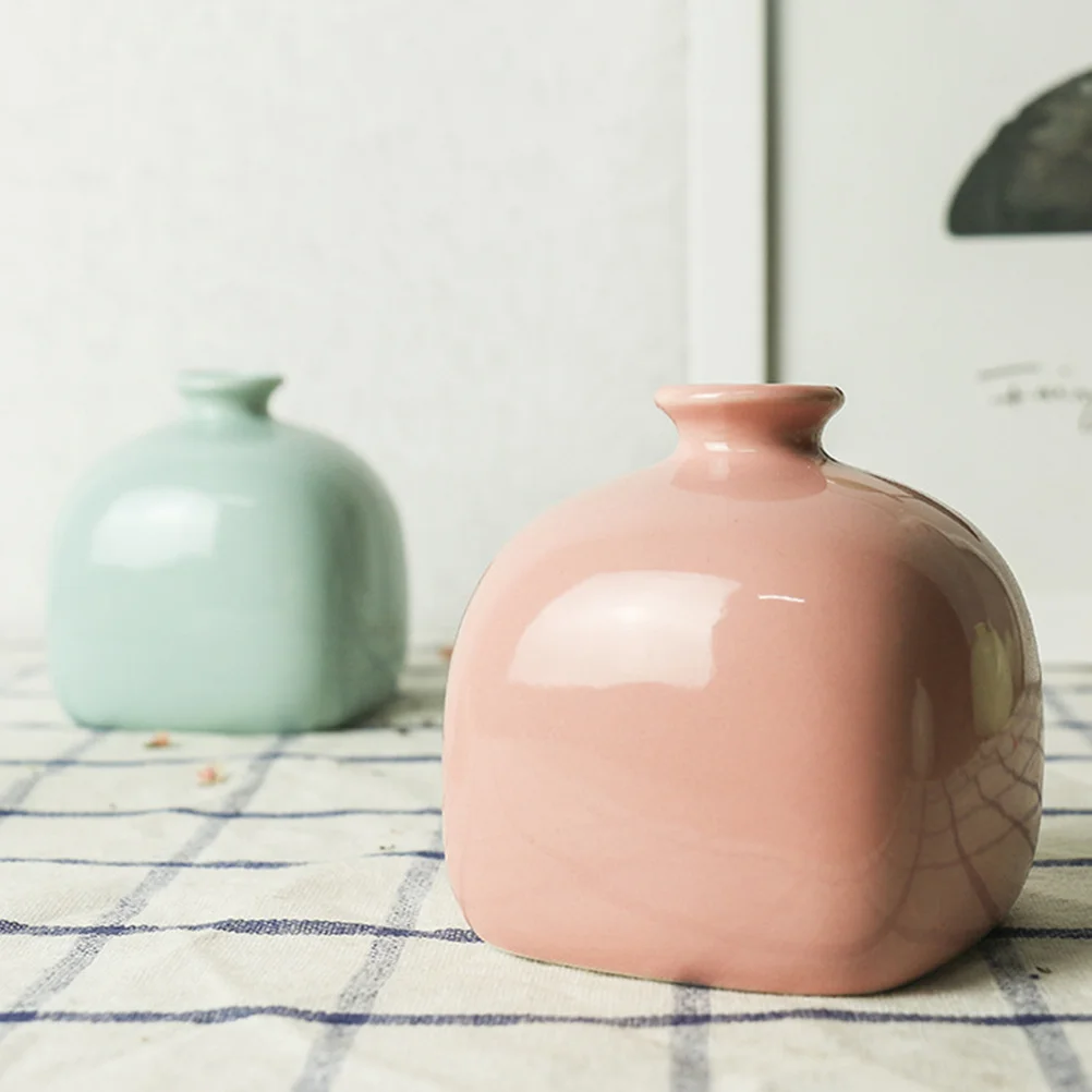 

4Pcs Ceramic Flower Vase Mini Green Plant Arrangement Home Decoration Bedroom Office Balcony Creative Decorative Vases