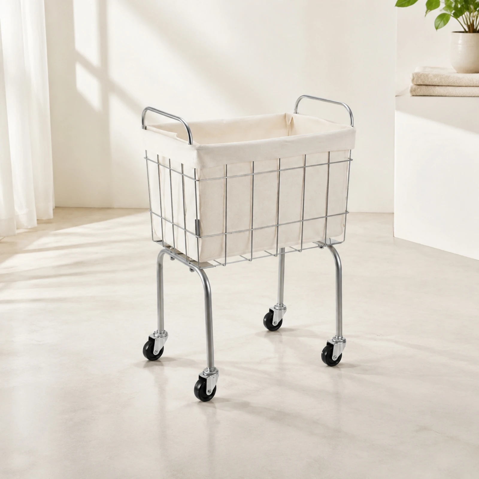 Rolling Hamper Large Capacity Laundry Basket with Wheels for Bathroom, Bedroom
