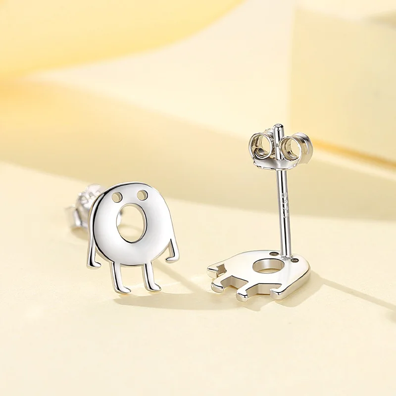 RYJU Sweet Lovely French Donuts Stud Earrings for Women 925 Sterling Silver Unique Design Earrings Trendy Jewelry Accessories