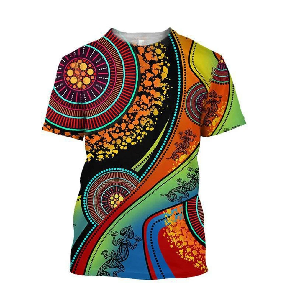 New Art Creation: Indigenous Turtle Pointillism Art 3D Printing T-shirt Vertigo Hypnosis Vortex Fashion Personality Fun T-shirt