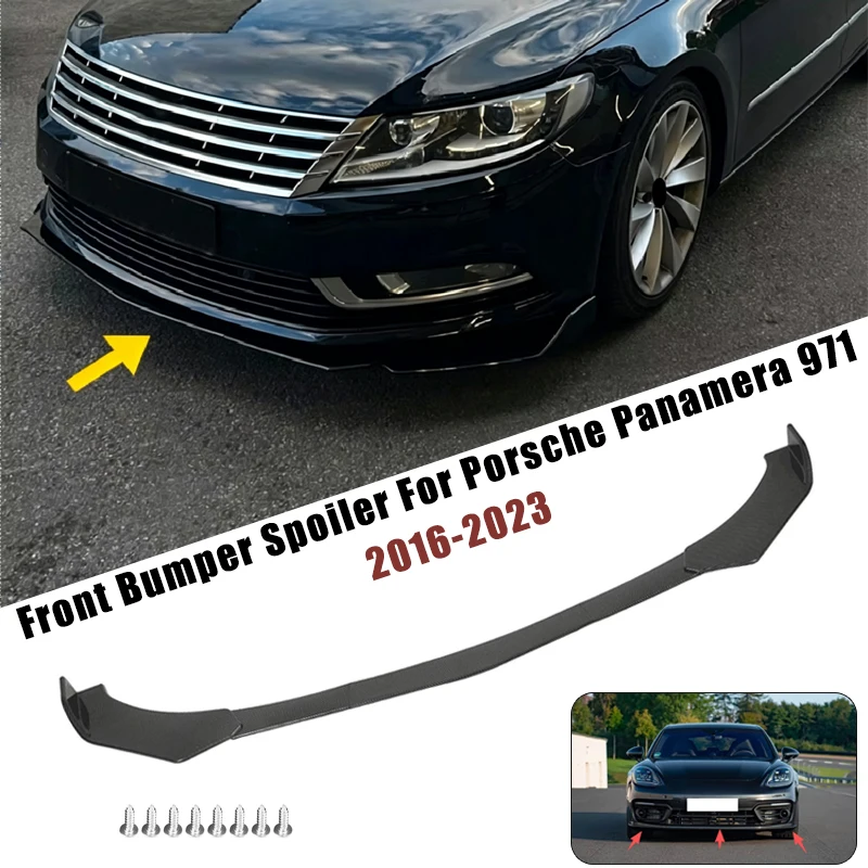 Sport Front Bumper Splitter Spoiler Lip For Porsche Panamera 971 2016-2023 5Pcs Adjustable Sectional Car Tuning Body Kit