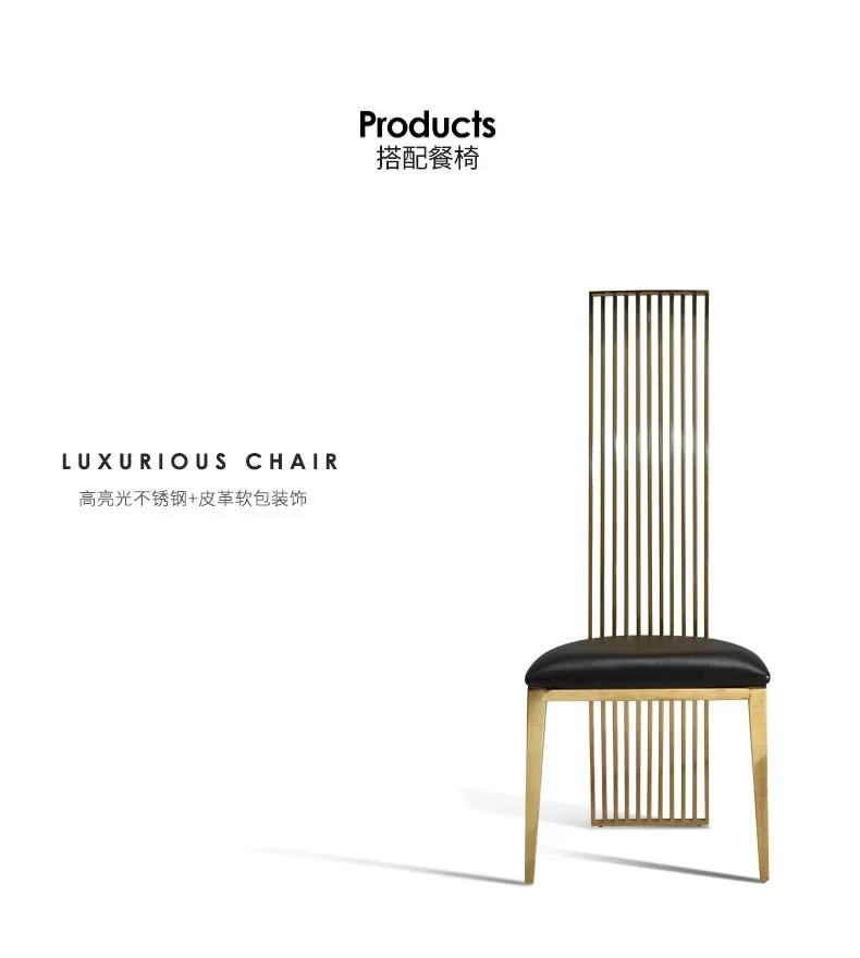 MANBAS Luxury Marble Dining Table Set with Gold Stainless Steel Frame, Dining Room Table with Sea Shell and High-Back Chairs