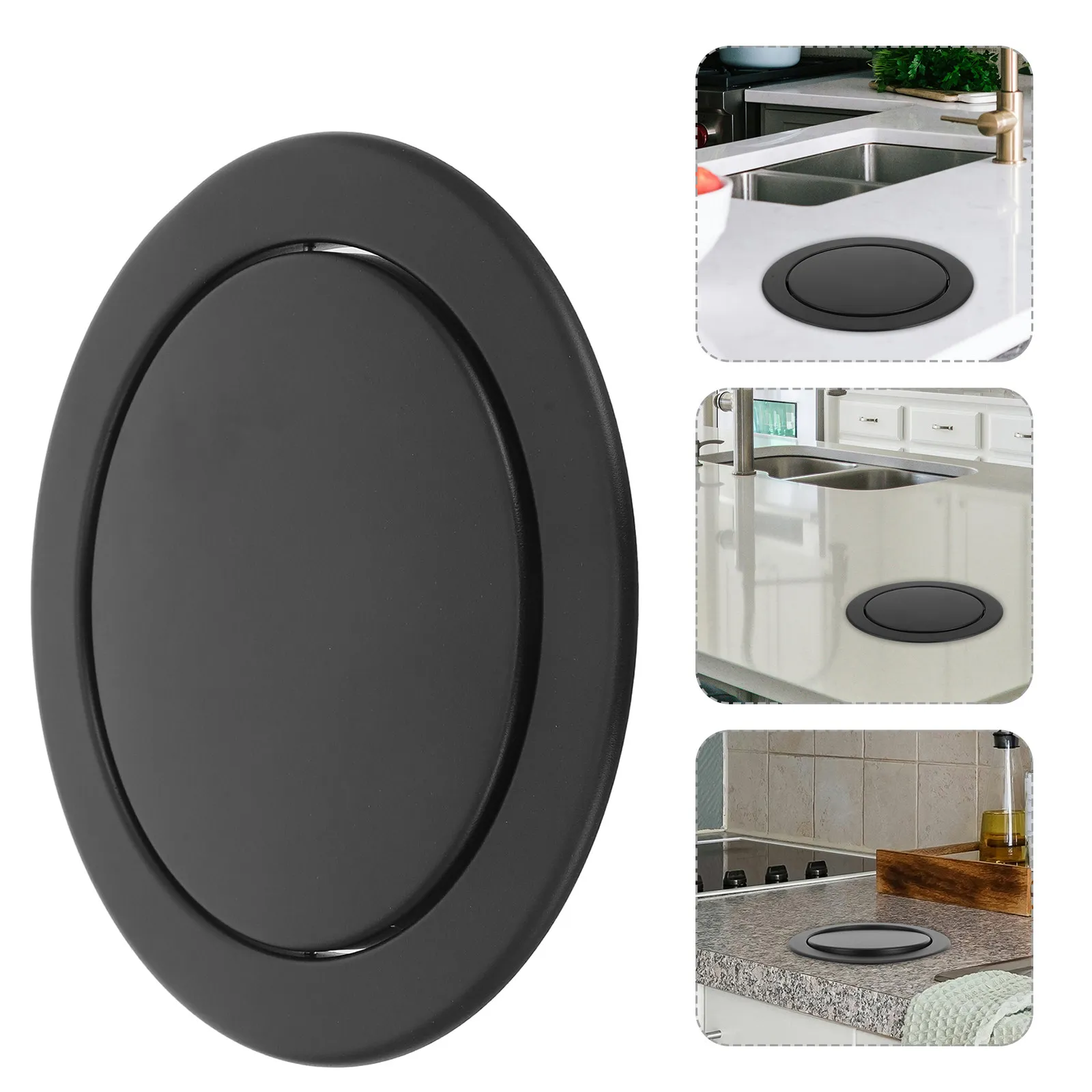 

Recessed Stainless Steel Trash Can Lid Swing Balance Flap Countertop Waste Chute Cover Flush Mount for Home Kitchen Bathroom