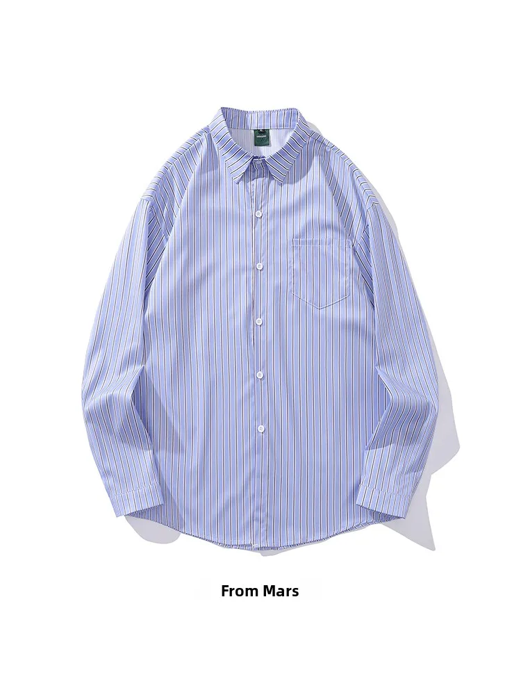 

Мужская этническая модная одежда из зимней коллекции: стильная полосатая рубашка с длинным рукавом, спокойный дизайн