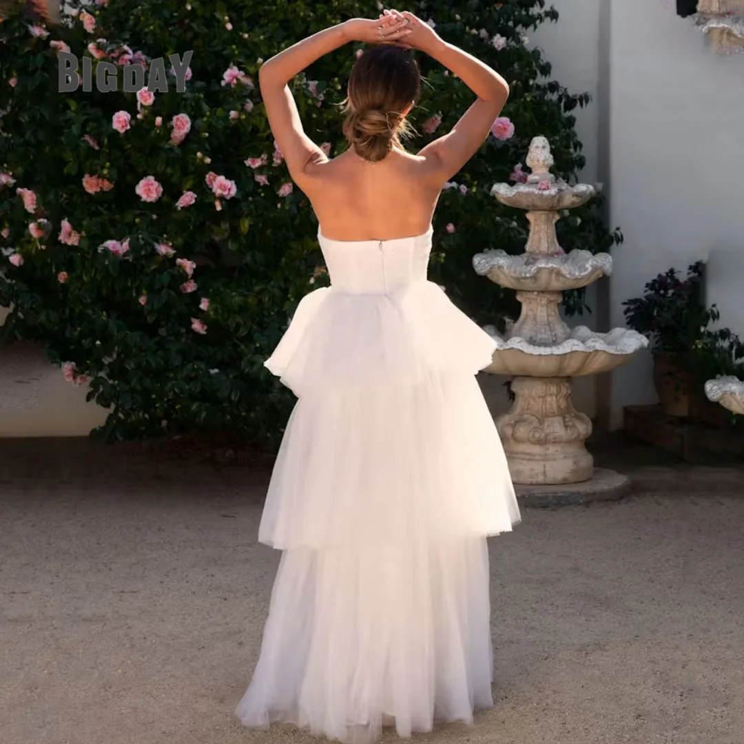 Robe de mariée en tulle sans bretelles pour femme, ligne A, train de cour, sur mesure, exquis, 2024