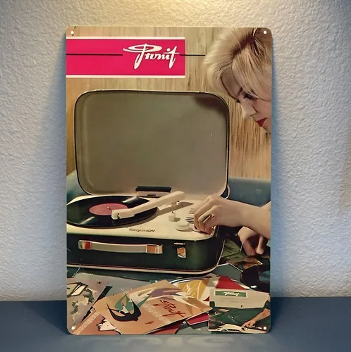 Promit Vintage Hi-Fi Turntable Metal Poster - 20x30cm Sign