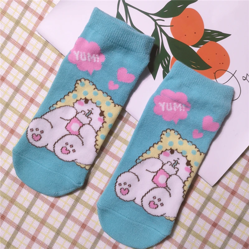 Cute Marumofubiyori Socks for Women Young Girls Anime Kawaii Cotton Socks Adult