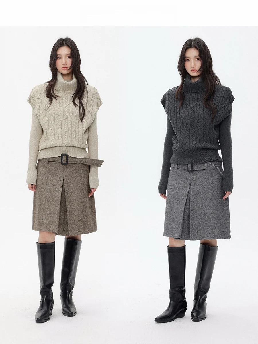 

CHACHASTU Women's Thiened High Collar Knitted Sweater Loose oulder Sve Casual Sle Winter Faion Top