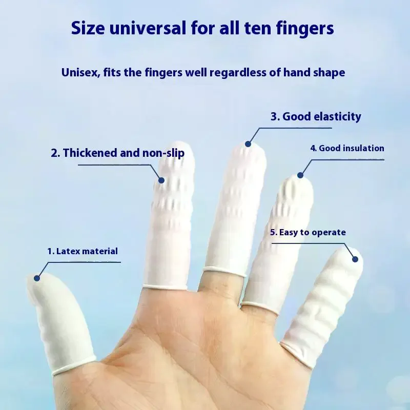 Highly Elastic Latex Finger Cots Rubber Finger Protector Covers for Electronic Medical Protection 80/200/20/100PCS