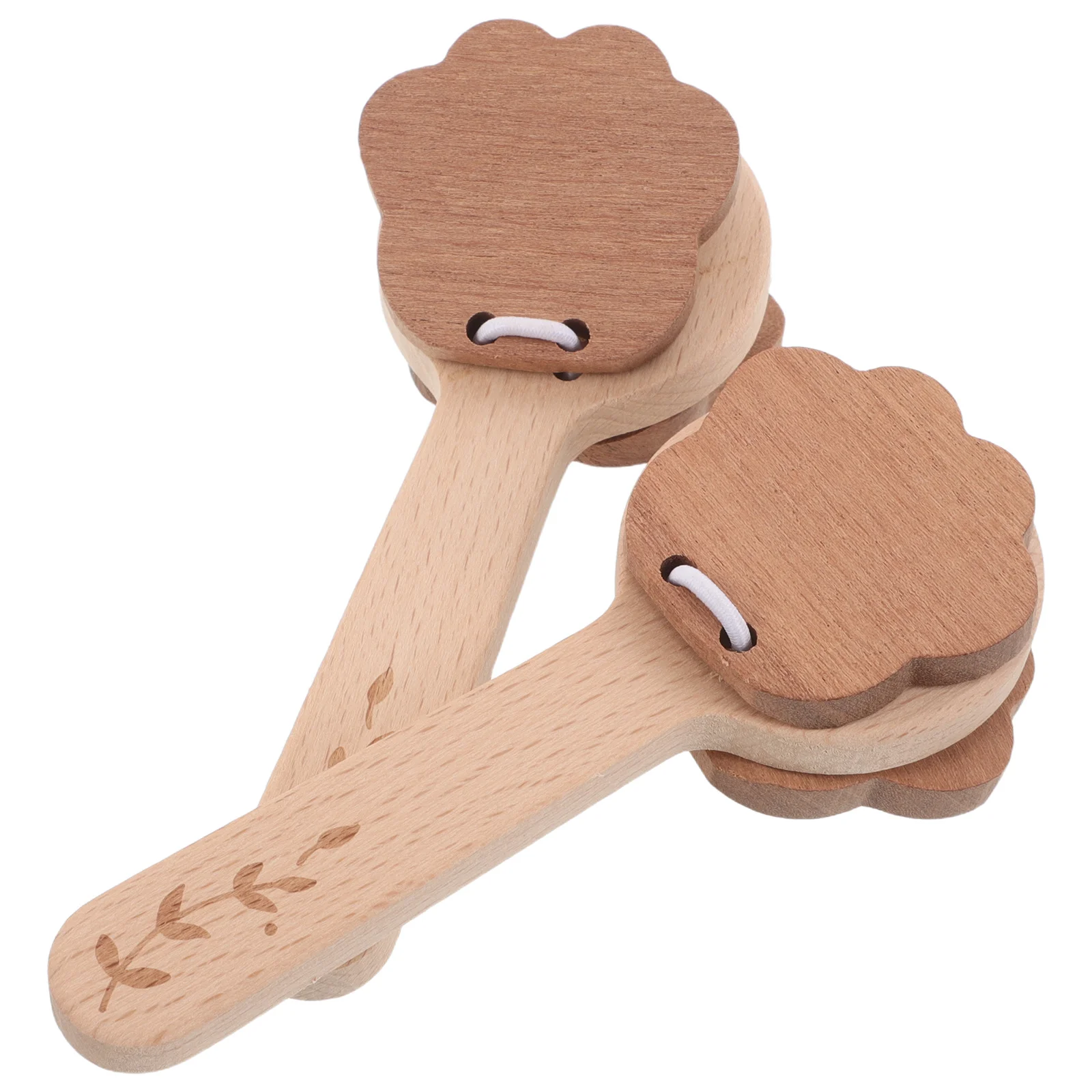 

2Pcs Solid Wood Castanets Kids Hand Percussion Instruments Creative Paw Design Enhance Handeye Coordination Education